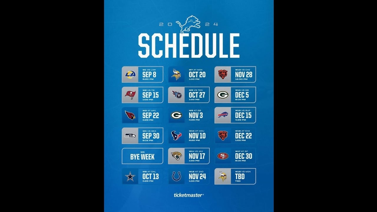 Detroit Lions 2024 2025 Schedule Reaction Predictions YouTube