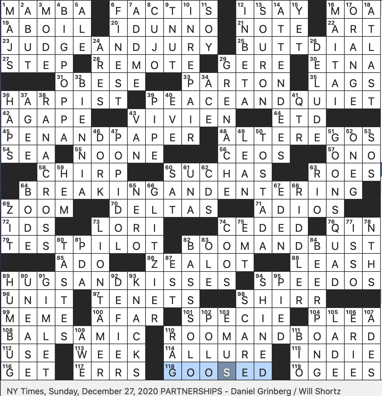 Rex Parker Does The NYT Crossword Puzzle First Dynasty Of Imperial China SUN 12 27 20 Cocktail With Rum Cura ao Fruit Juice Debut Album For Etta James Snapchatter s Request 