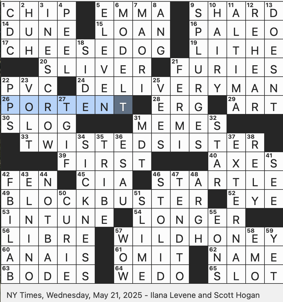 Rex Parker Does The NYT Crossword Puzzle Mythological Instruments Of Vengeance WED 5 21 25 Something Feigned By Ferris Bueller To Get Out Of School Word With Chocolate Or Computer 