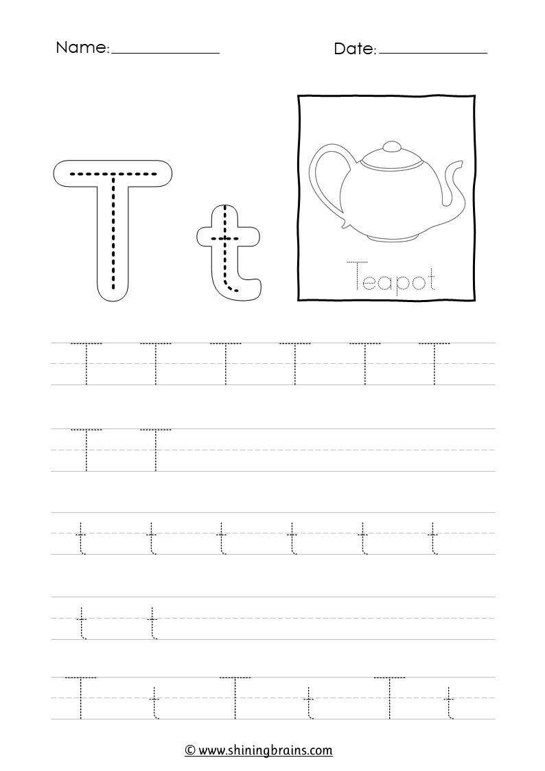 letter t tracing