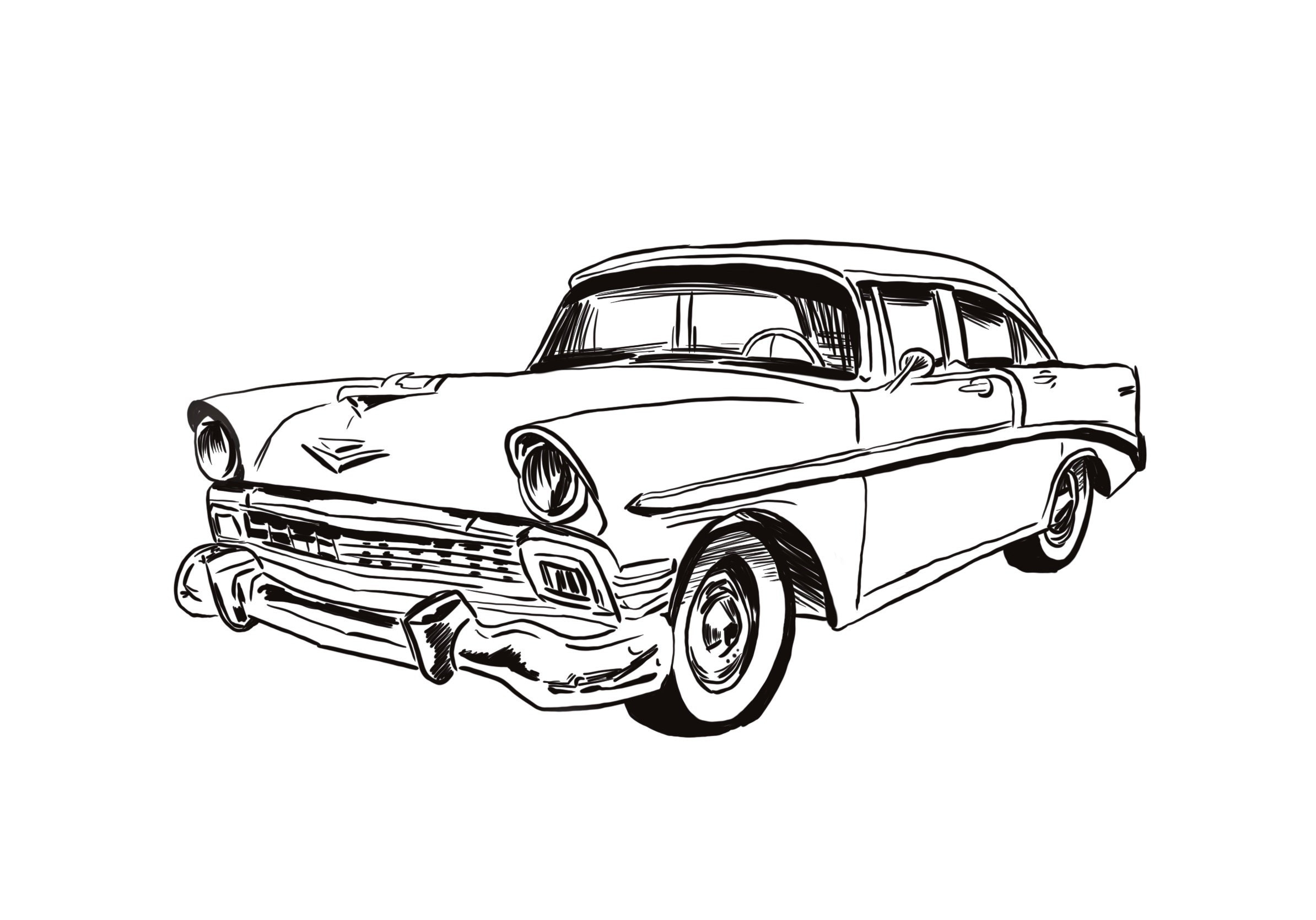 Vintage Car Coloring Page Etsy UK