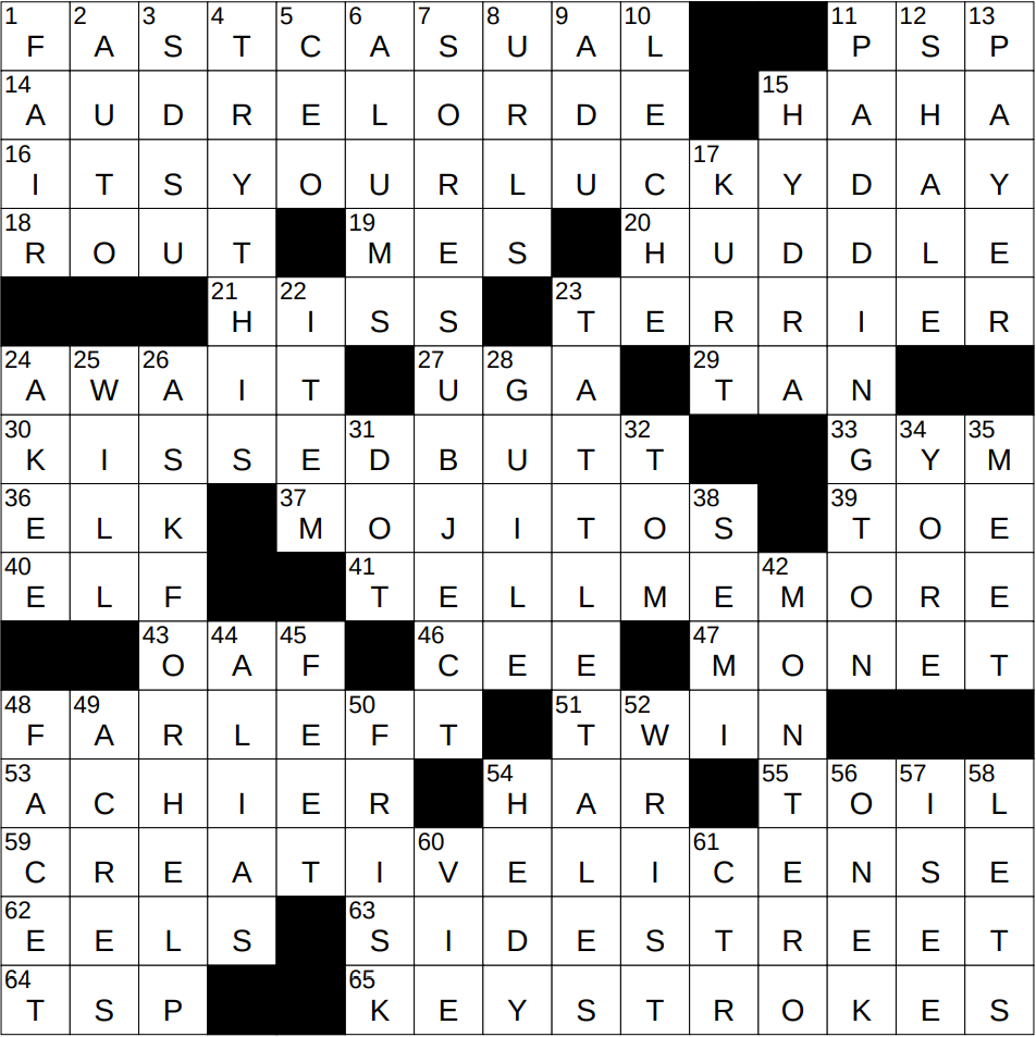 0523 25 NY Times Crossword 23 May 25 Friday NYXCrossword