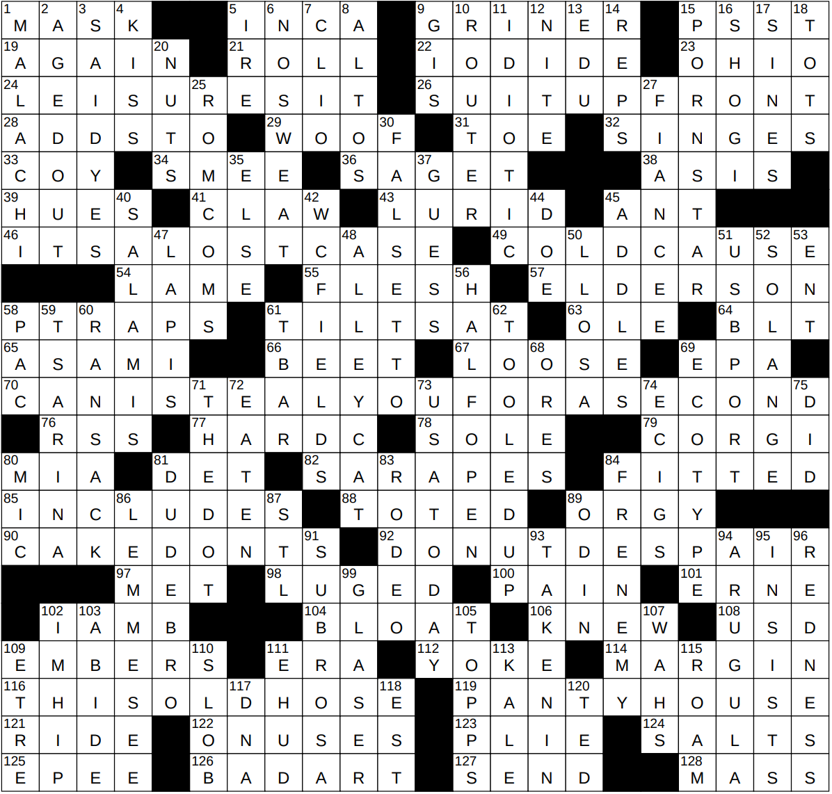 trig function crossword clue