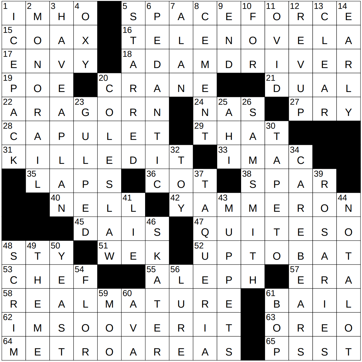 0625 22 NY Times Crossword 25 Jun 22 Saturday NYXCrossword