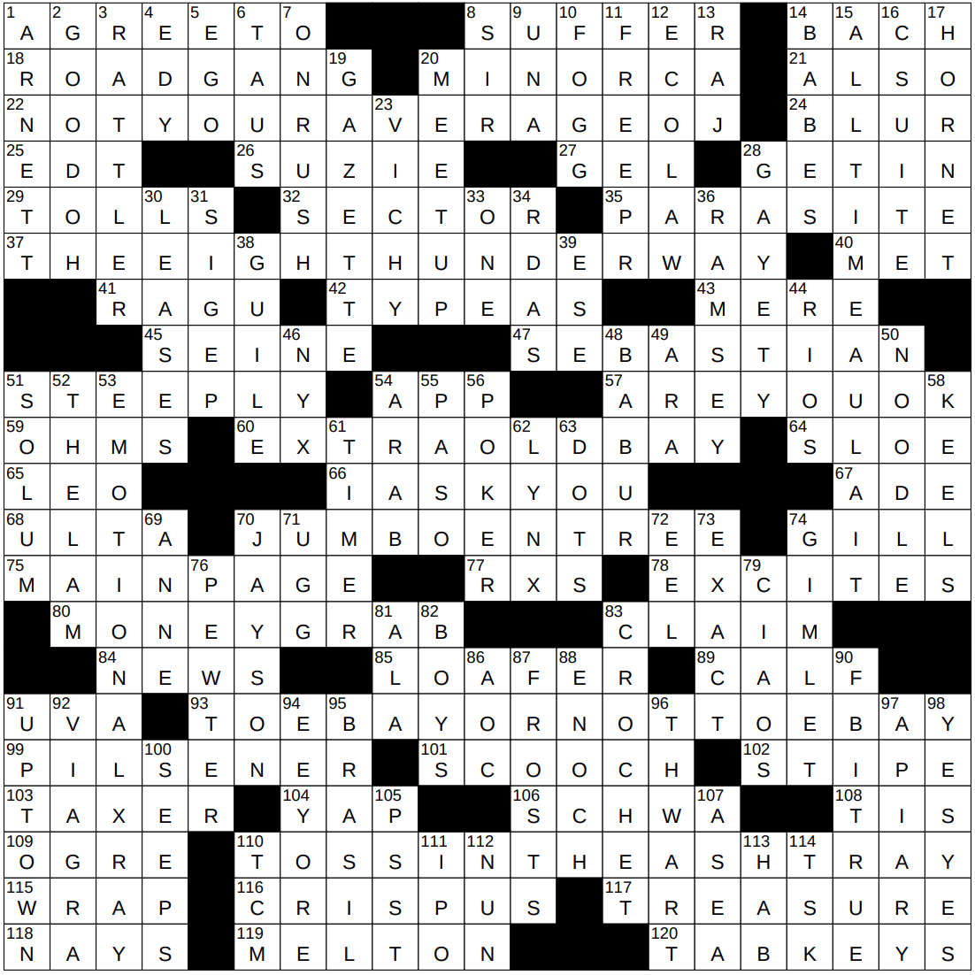 0817 25 NY Times Crossword 17 Aug 25 Sunday NYXCrossword
