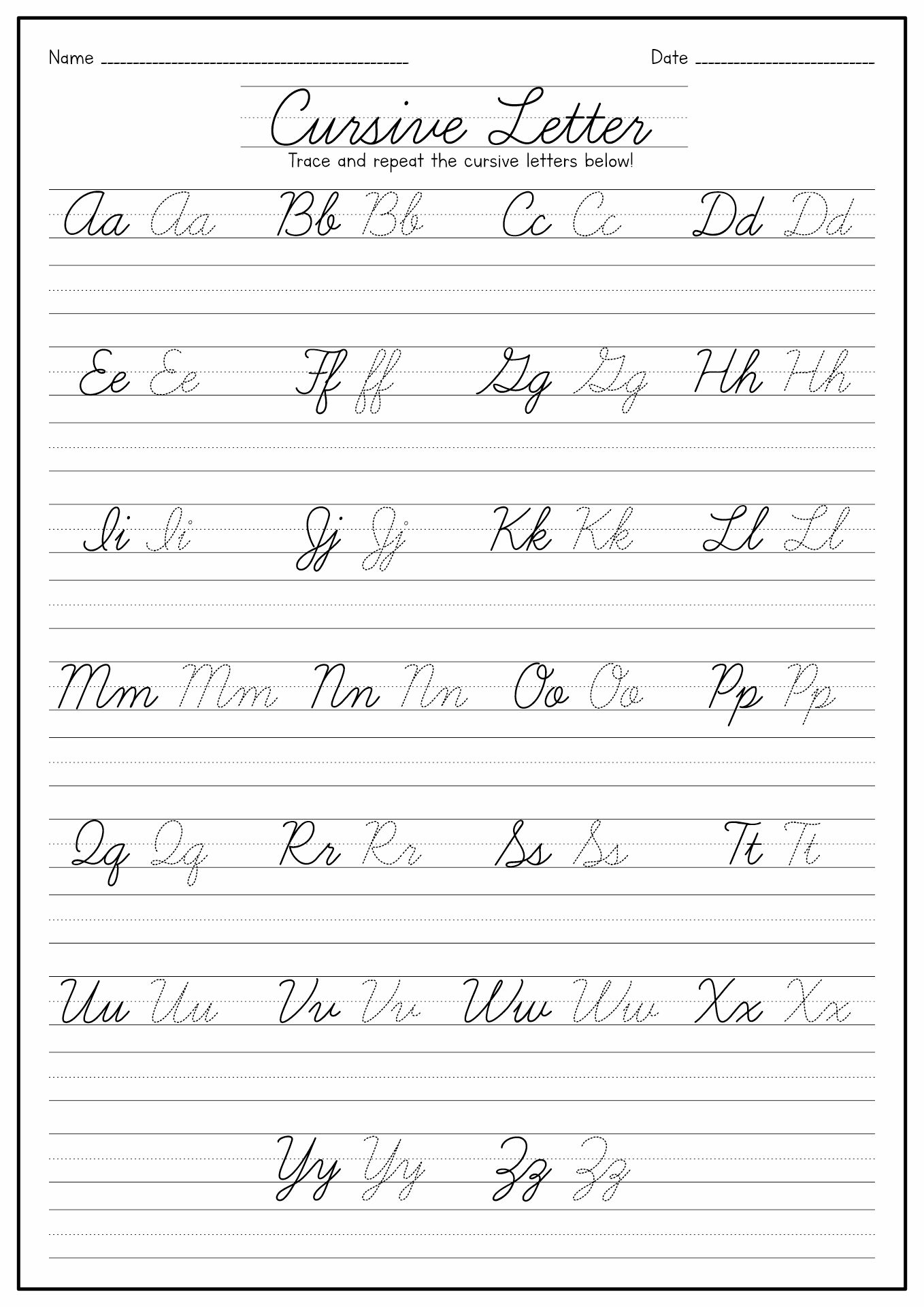 14 Cursive Tracing Words Worksheets