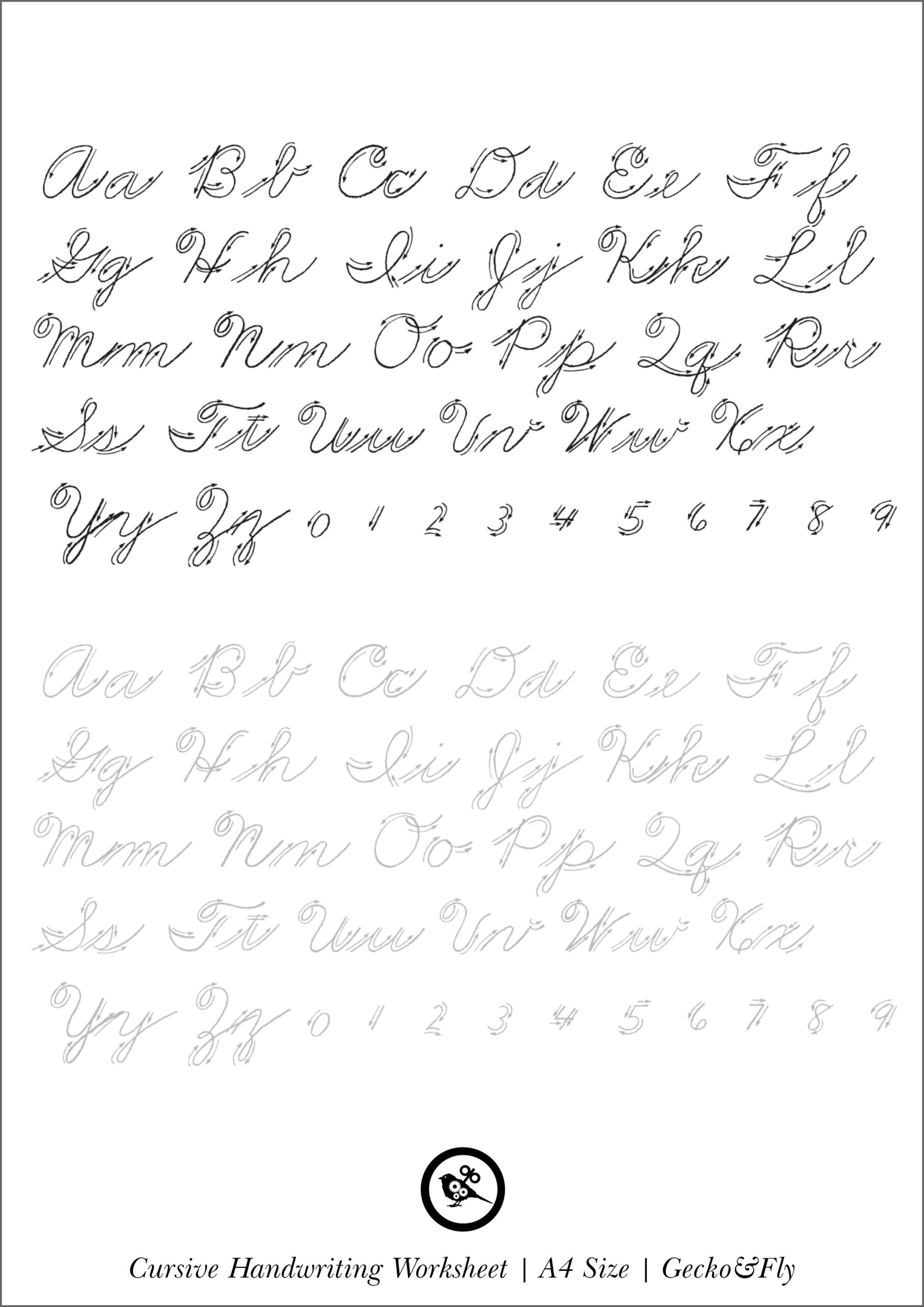 cursive script handwriting practice