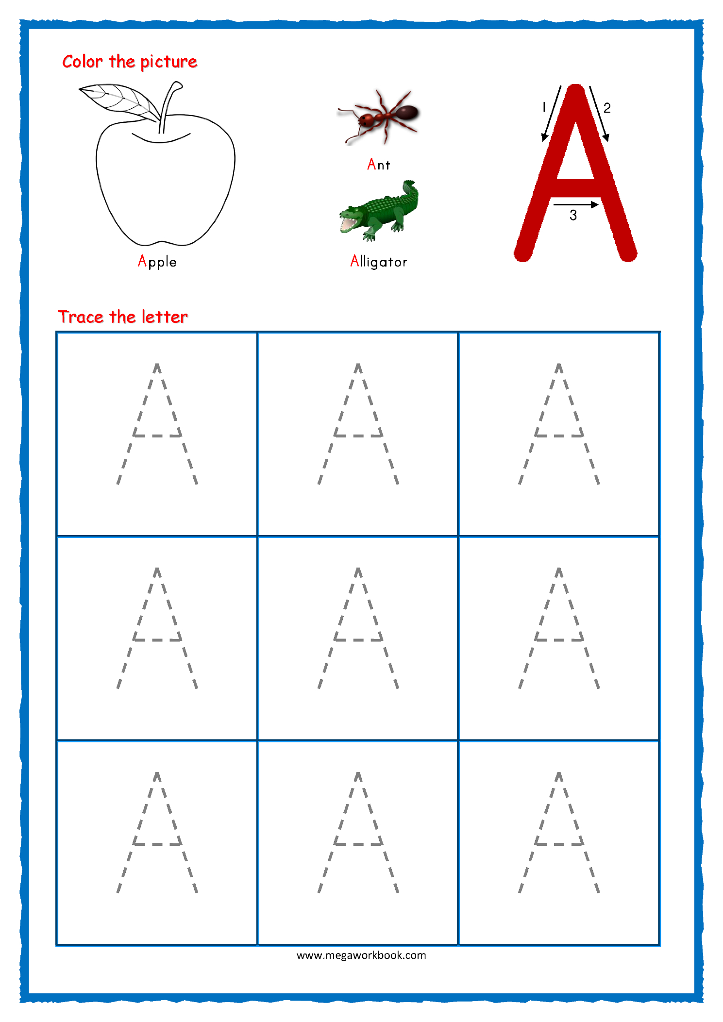tracing letter a