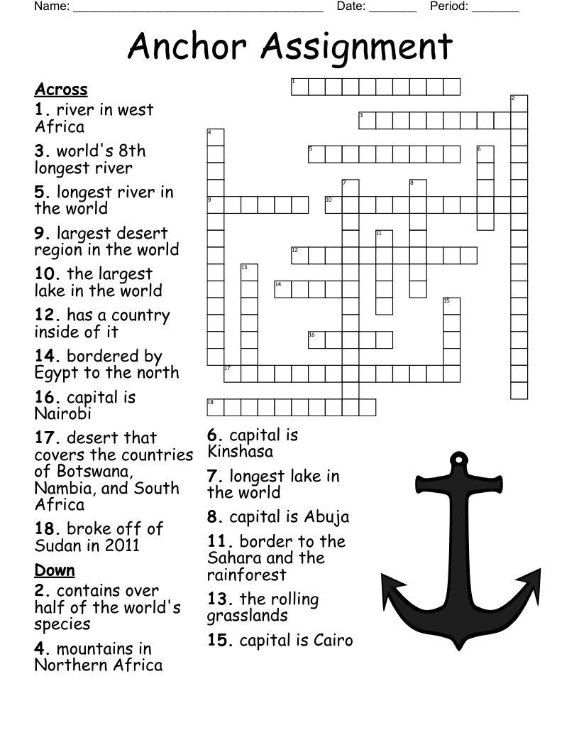 Africa Unit Test Crossword Review WordMint Africa Unit Test Crossword Review WordMint