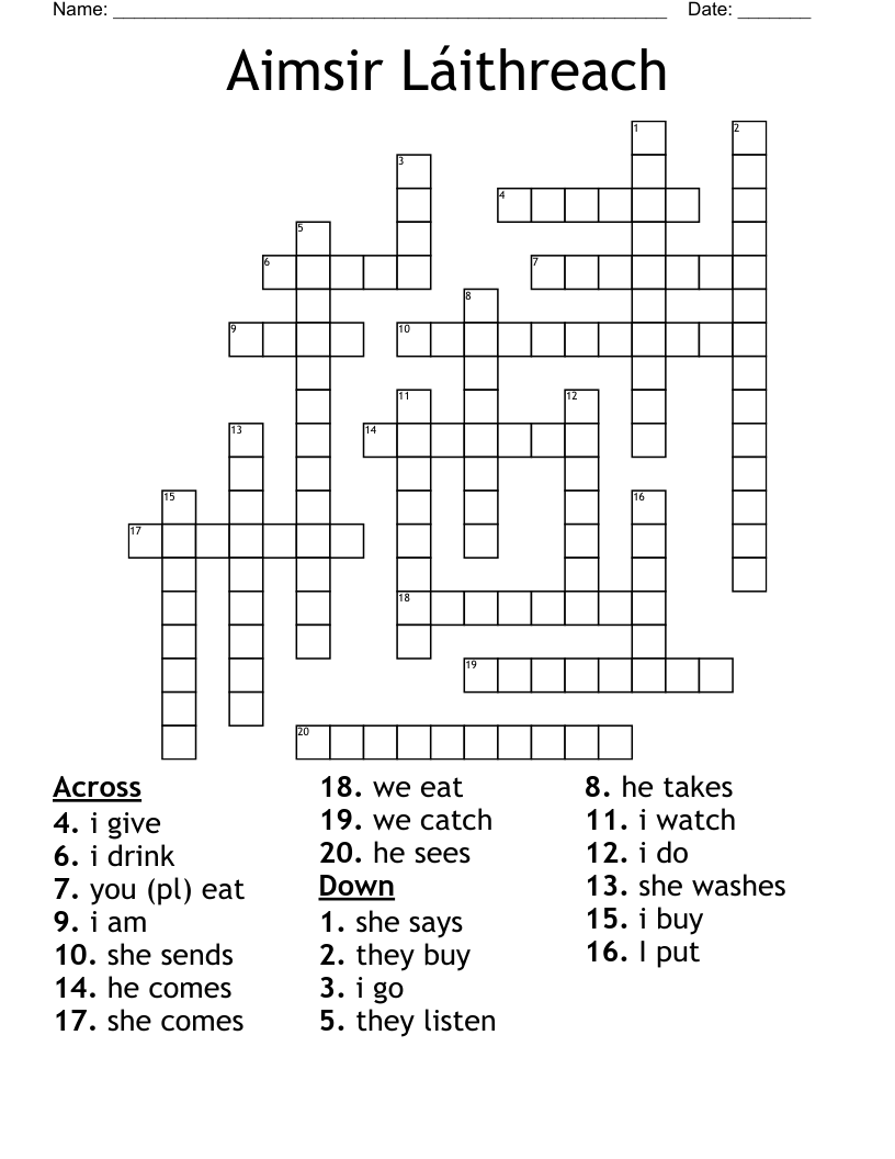 Aimsir L ithreach Crossword WordMint