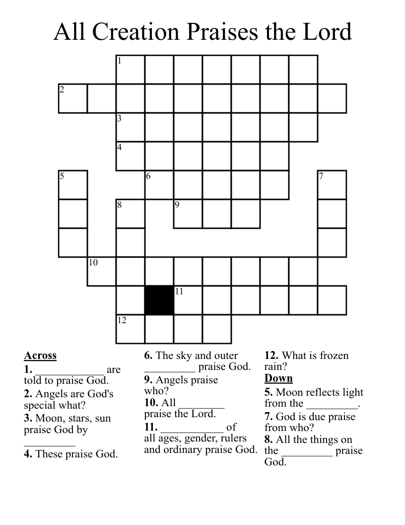 All Creation Praises The Lord Crossword WordMint
