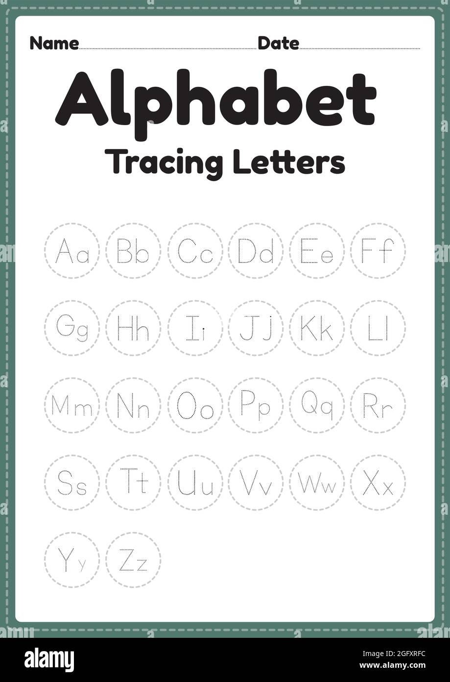 Alphabet Letter Tracing Worksheet For Kindergarten And Preschool Kids For Handwriting Practice And Educational Activities In A Printable Page Stock Vector Image Art Alamy