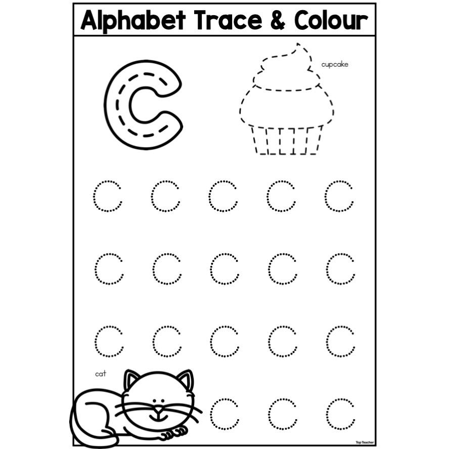 Alphabet Trace Colour Worksheet Letter C Top Teacher