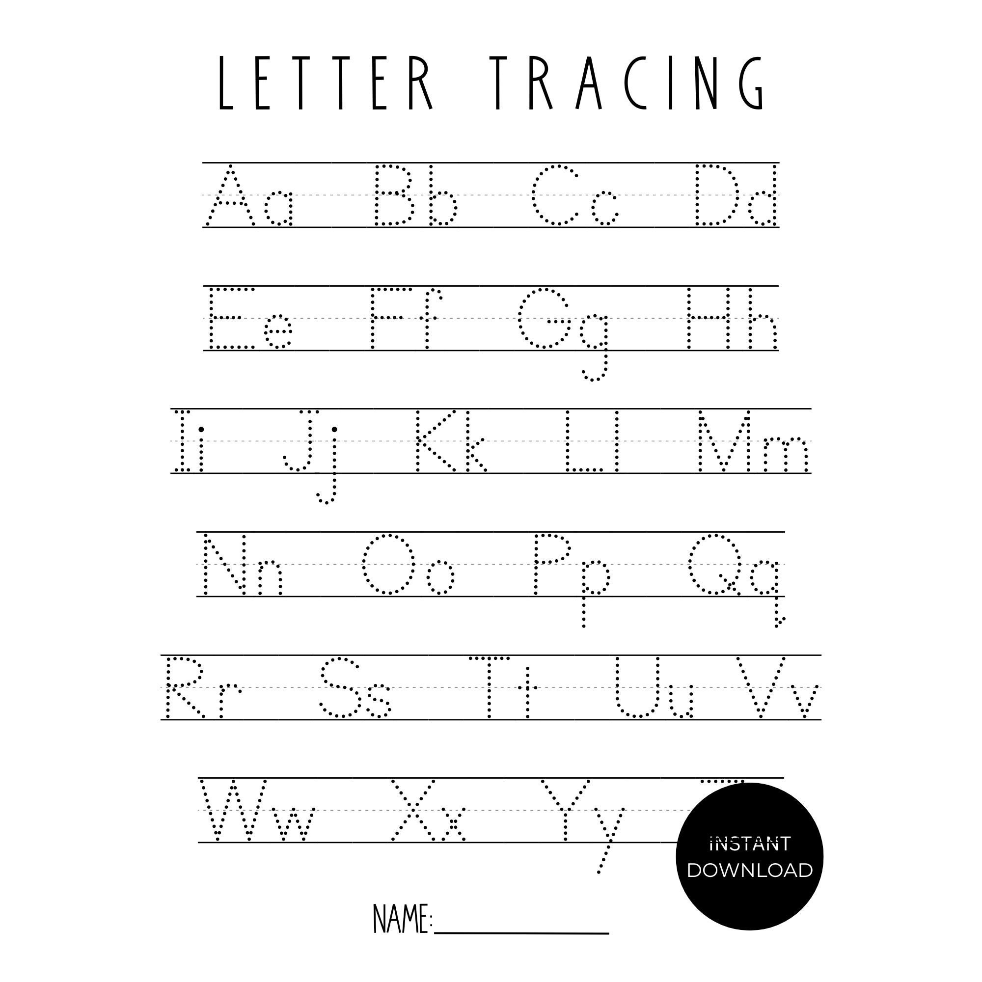 Alphabet Tracing Alphabet Worksheet Letter Tracing Tracing Worksheet Alphabet Printable Etsy