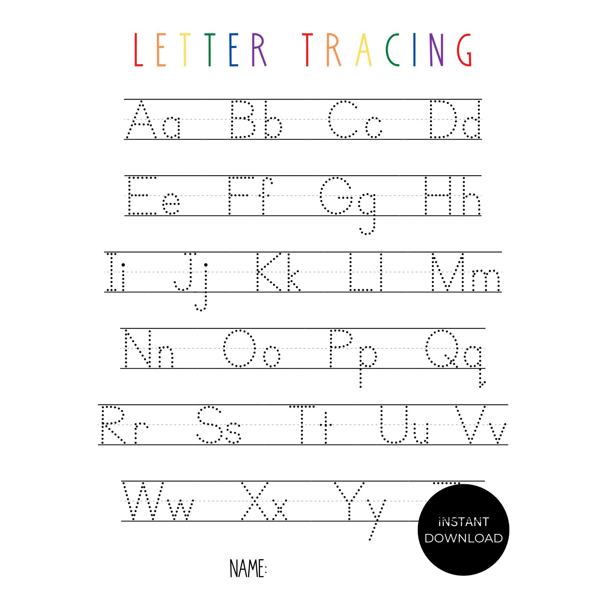 free printable tracing alphabet worksheets