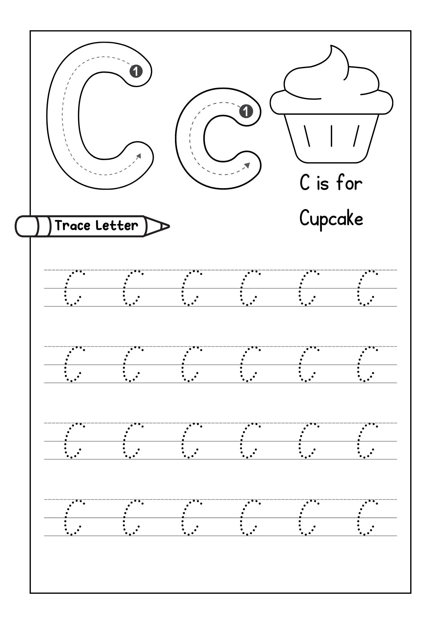 Alphabet Tracing Practice Letter C Handwriting Worksheet Uppercase Lowercase Made By Teachers