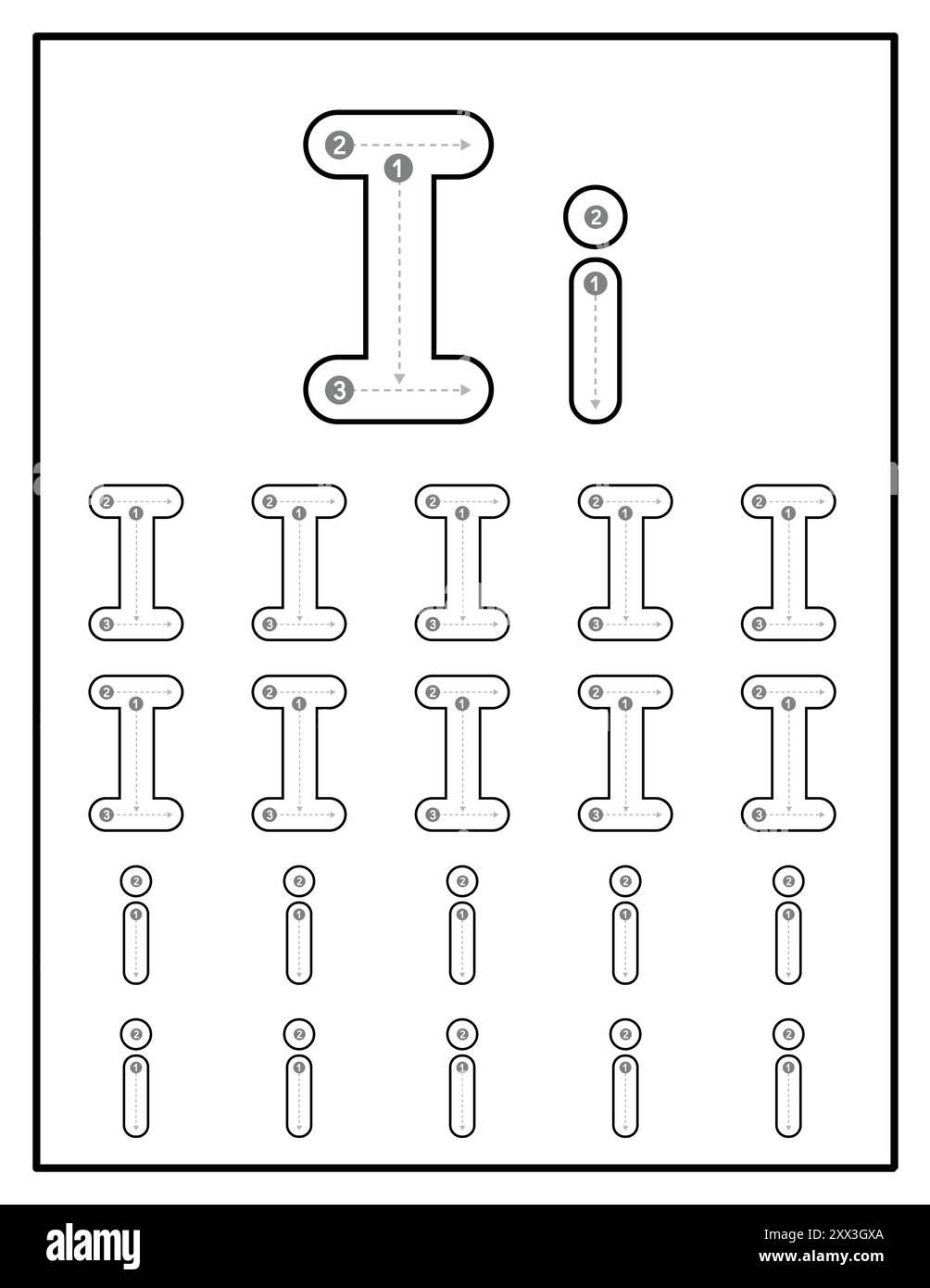 letter i tracing worksheets