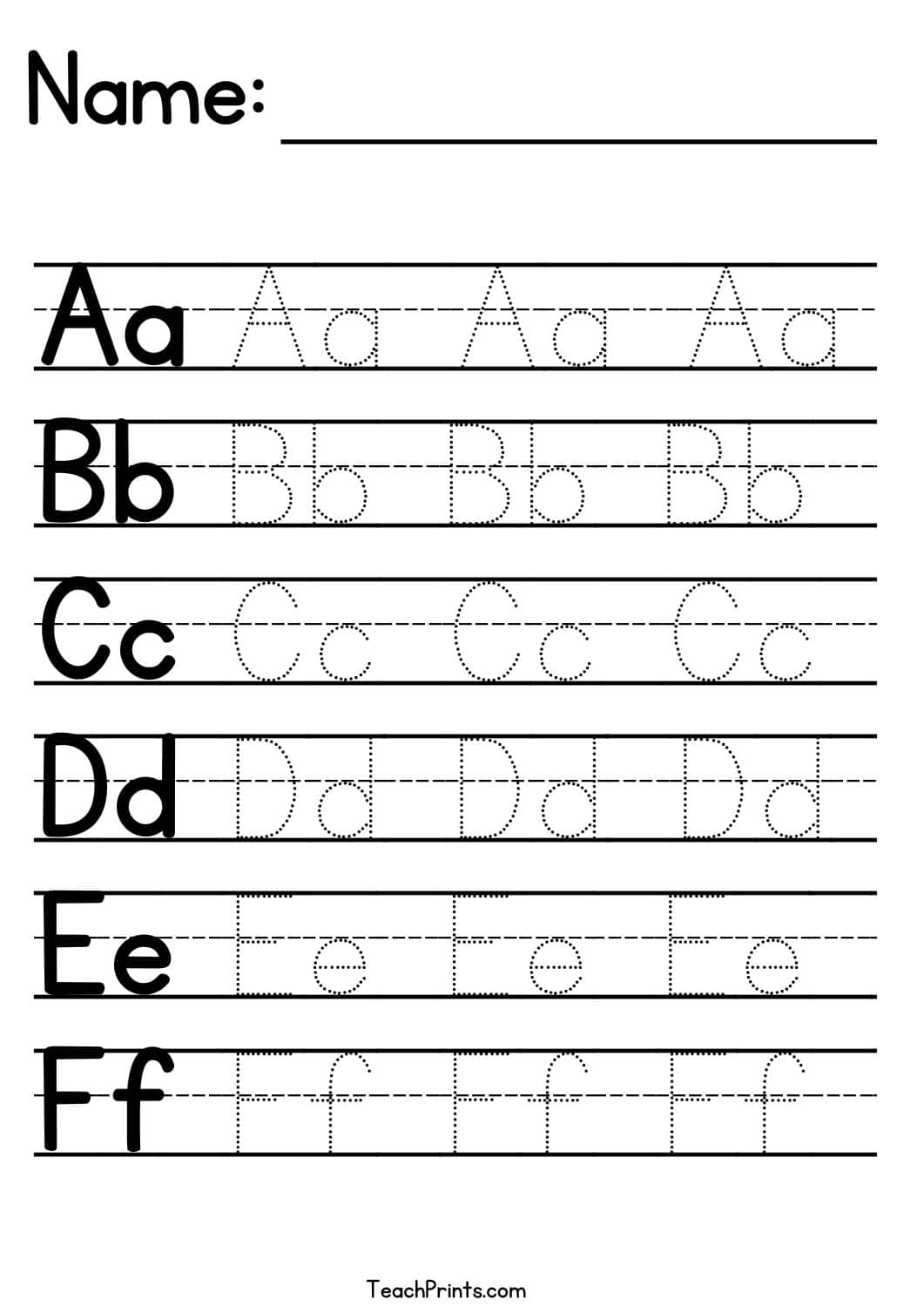 Alphabet Tracing Worksheets Free Printables Teach Prints