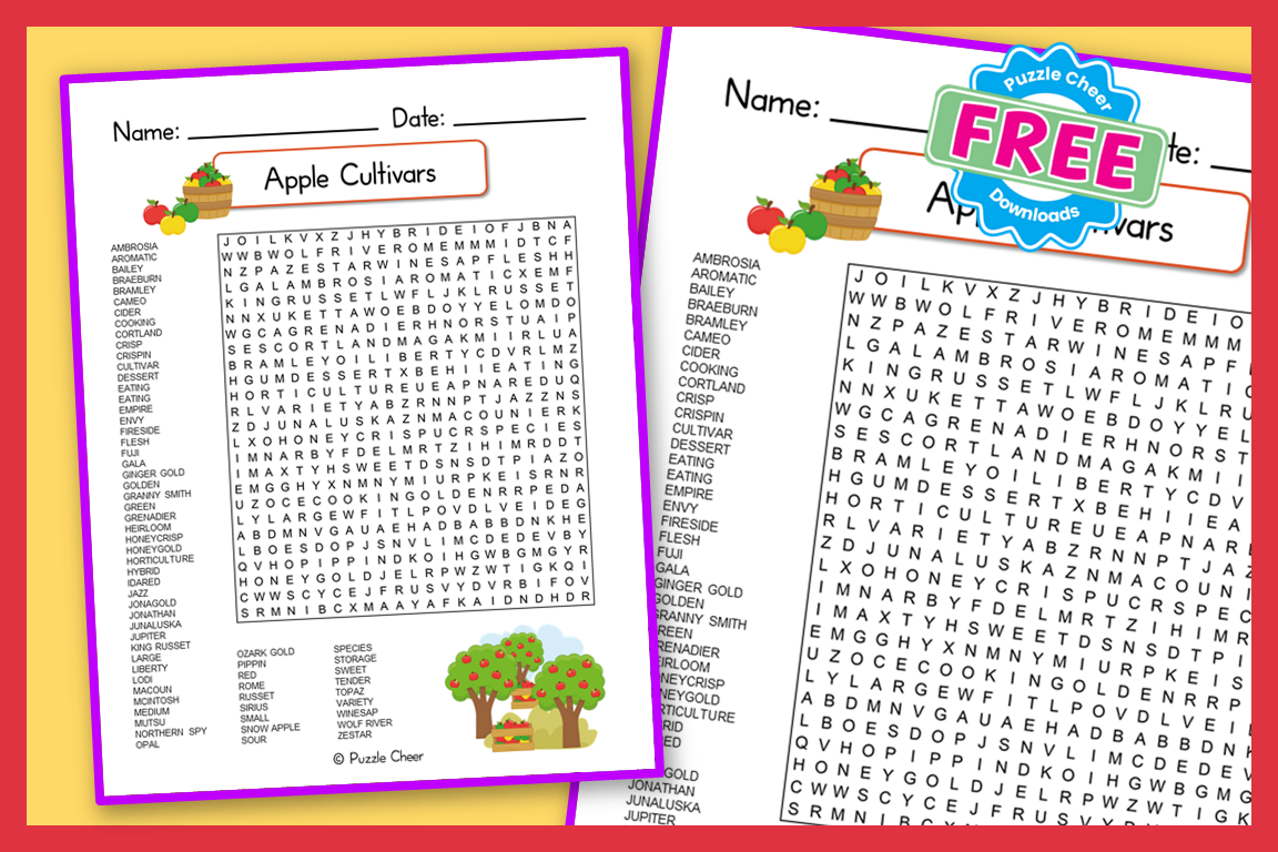 Apple Cultivars Word Search Puzzle Puzzle Cheer