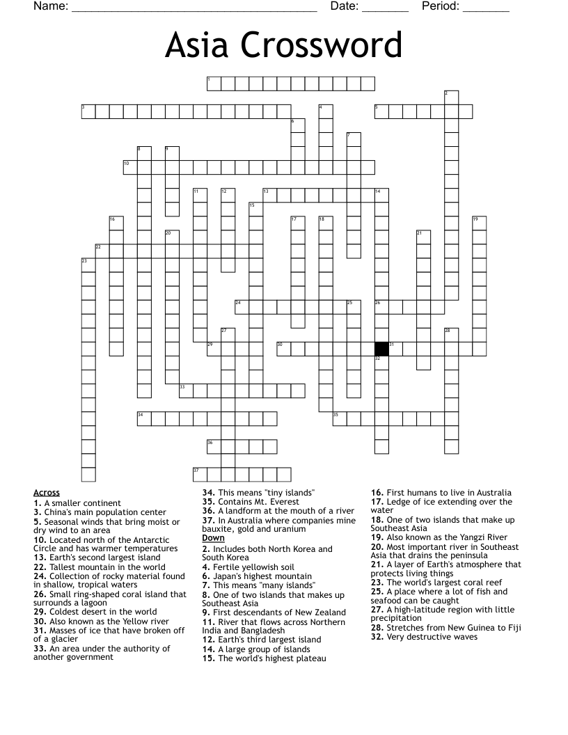 Asia Crossword WordMint