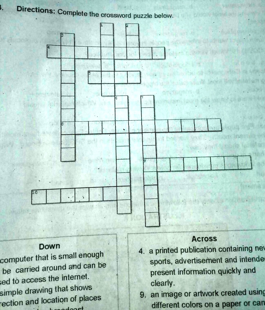 B Directionscomplete The Crossword Below Directions Complete B Directionscomplete The Crossword Below Directions Complete