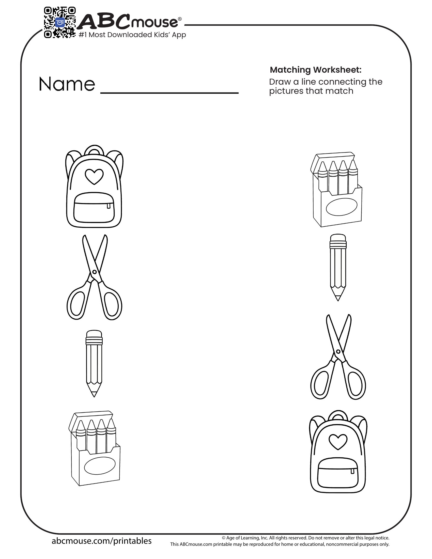 Back To School Worksheets For Kids ABCmouse