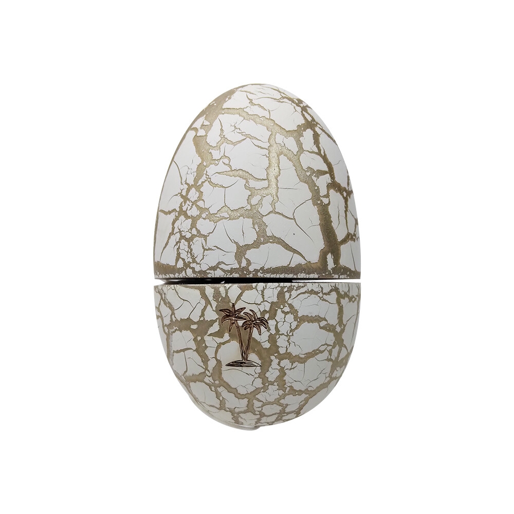Bahama Kendama Egg Wooden Crackle Egg Shaped Pill White Over Gold EBay