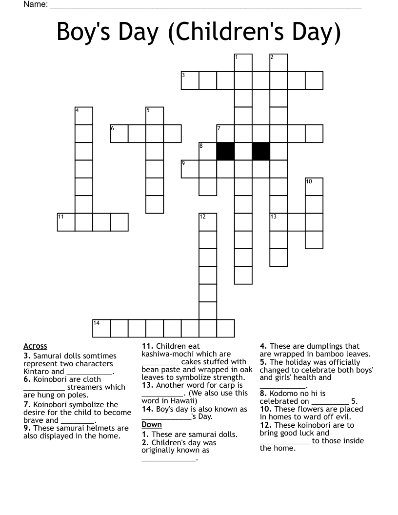 Boy s Day Children s Day Crossword WordMint Boy s Day Children s Day Crossword WordMint