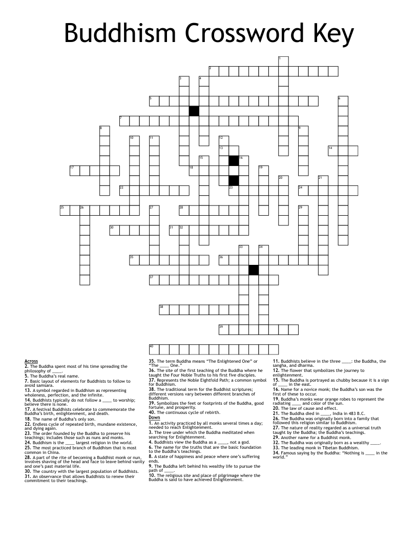 Buddhism Crossword Key WordMint Buddhism Crossword Key WordMint