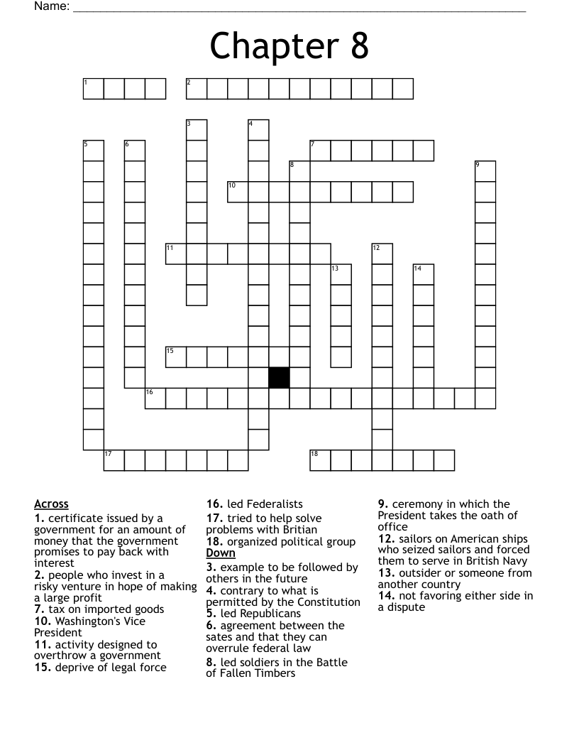 Chapter 8 Crossword WordMint