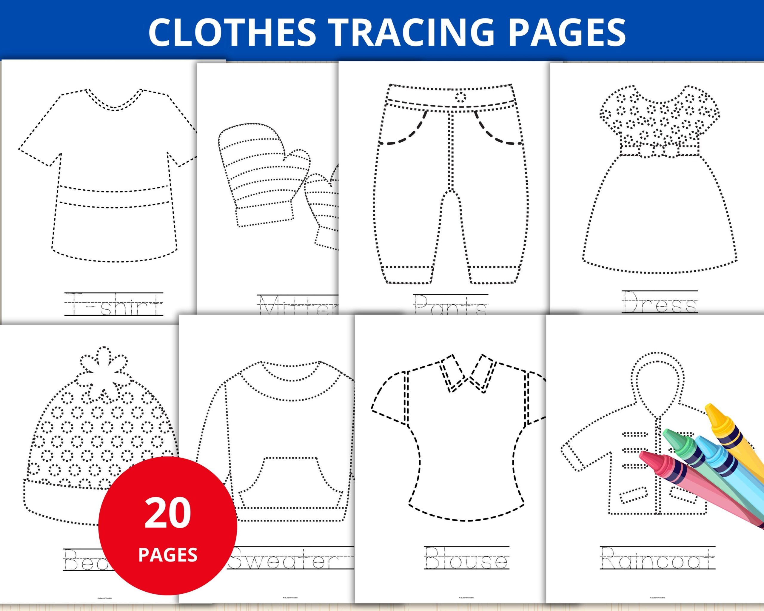 Clothes Tracing Worksheets prek Tracing toddler Writing Practice preschool Trace Pages line Trace Pages pre k Handwriting tracing Sheets Etsy