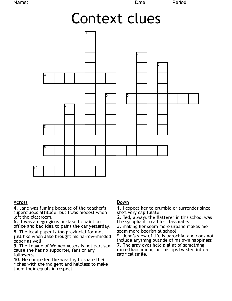 clues crossword clue
