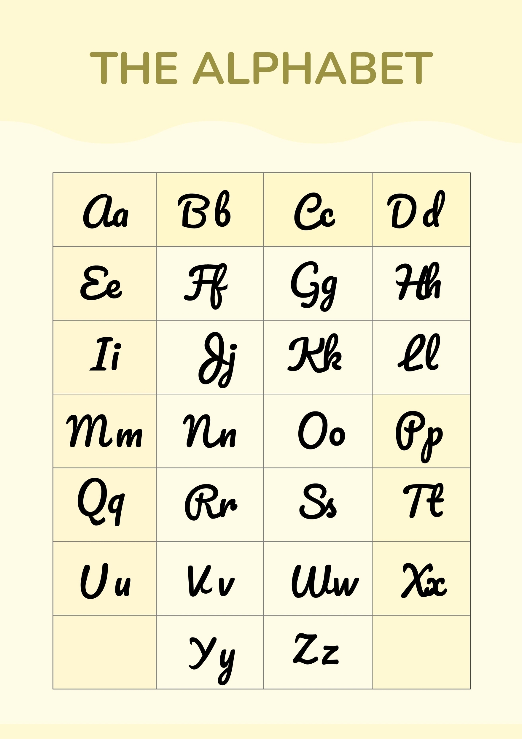 Cursive Alphabet Desk Chart In Illustrator PDF Download Template Cursive Alphabet Desk Chart In Illustrator PDF Download Template