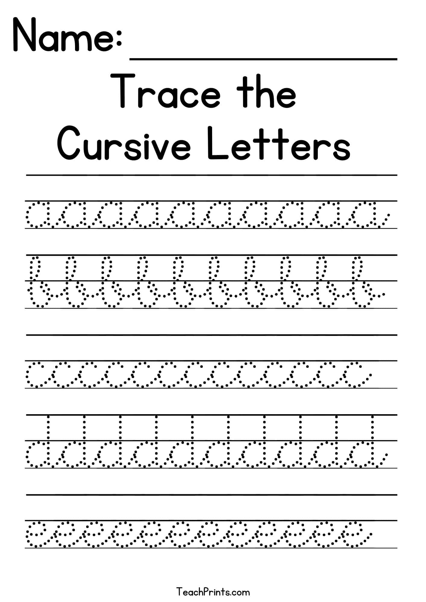 cursive tracing sheets