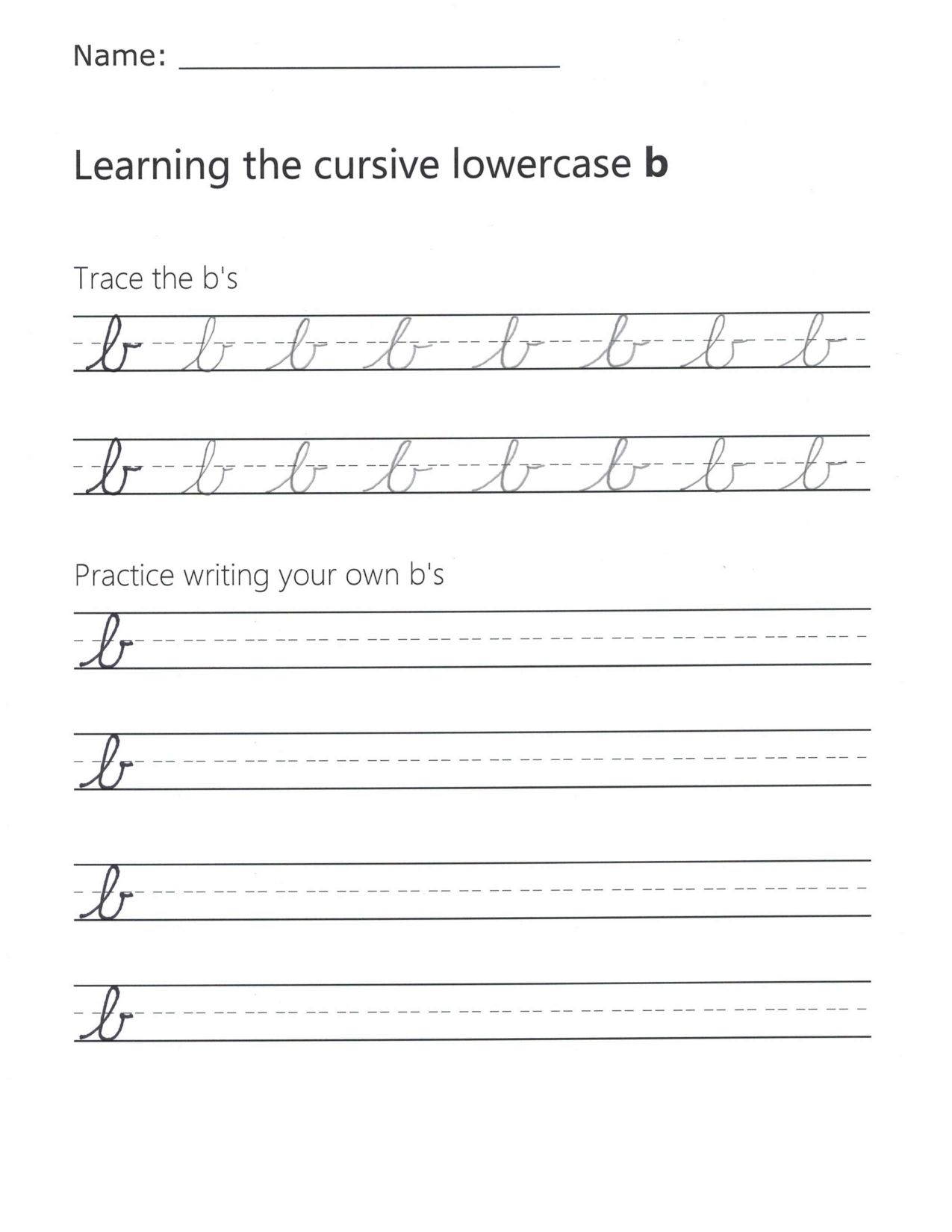 Cursive B How To Write A Lowercase B In Cursive