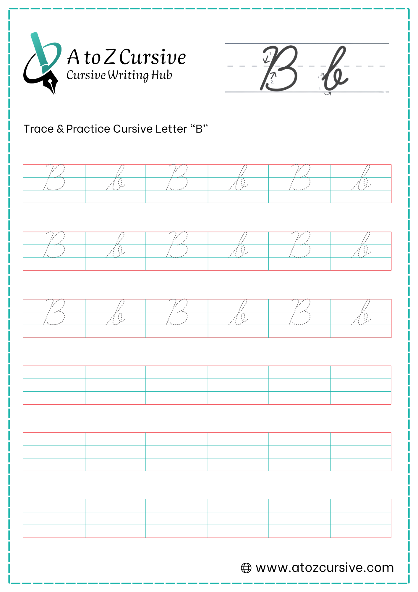 Cursive B Tutorial Worksheets Cursive B Tutorial Worksheets
