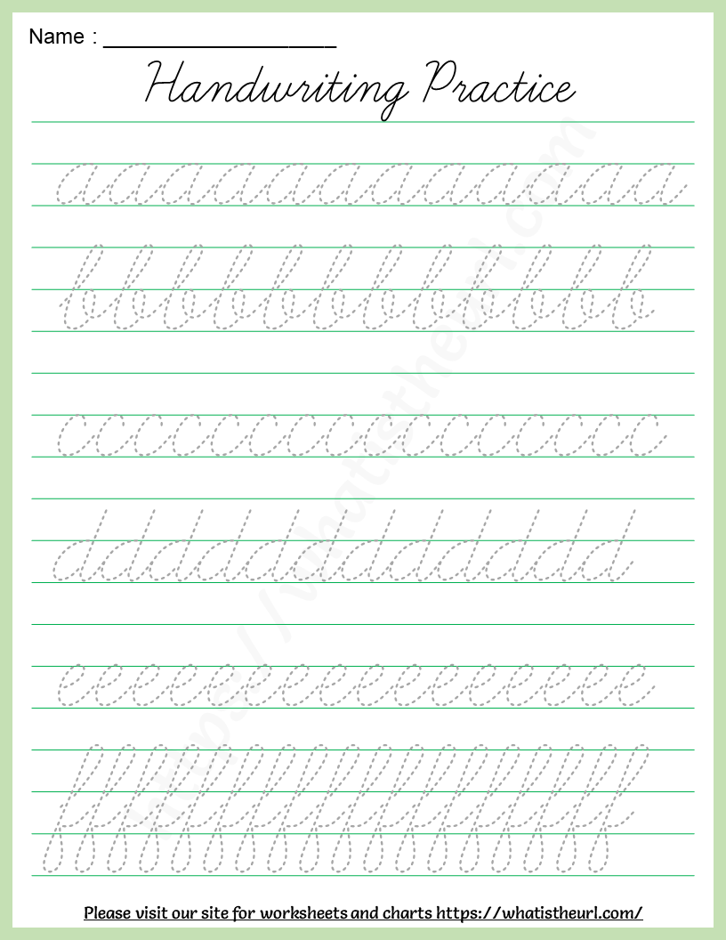 Cursive Handwriting Practice Worksheet Alphabets A z
