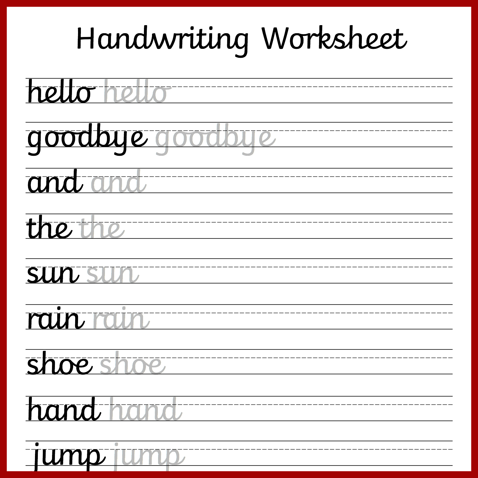 cursive handwriting worksheets