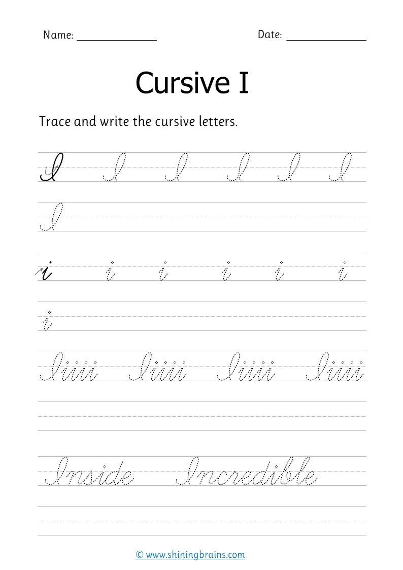 cursive i worksheet