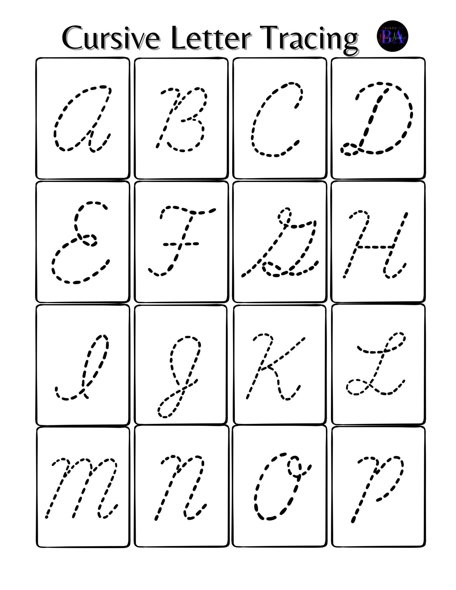 Cursive Letter Tracing Upper Case Cards Etsy