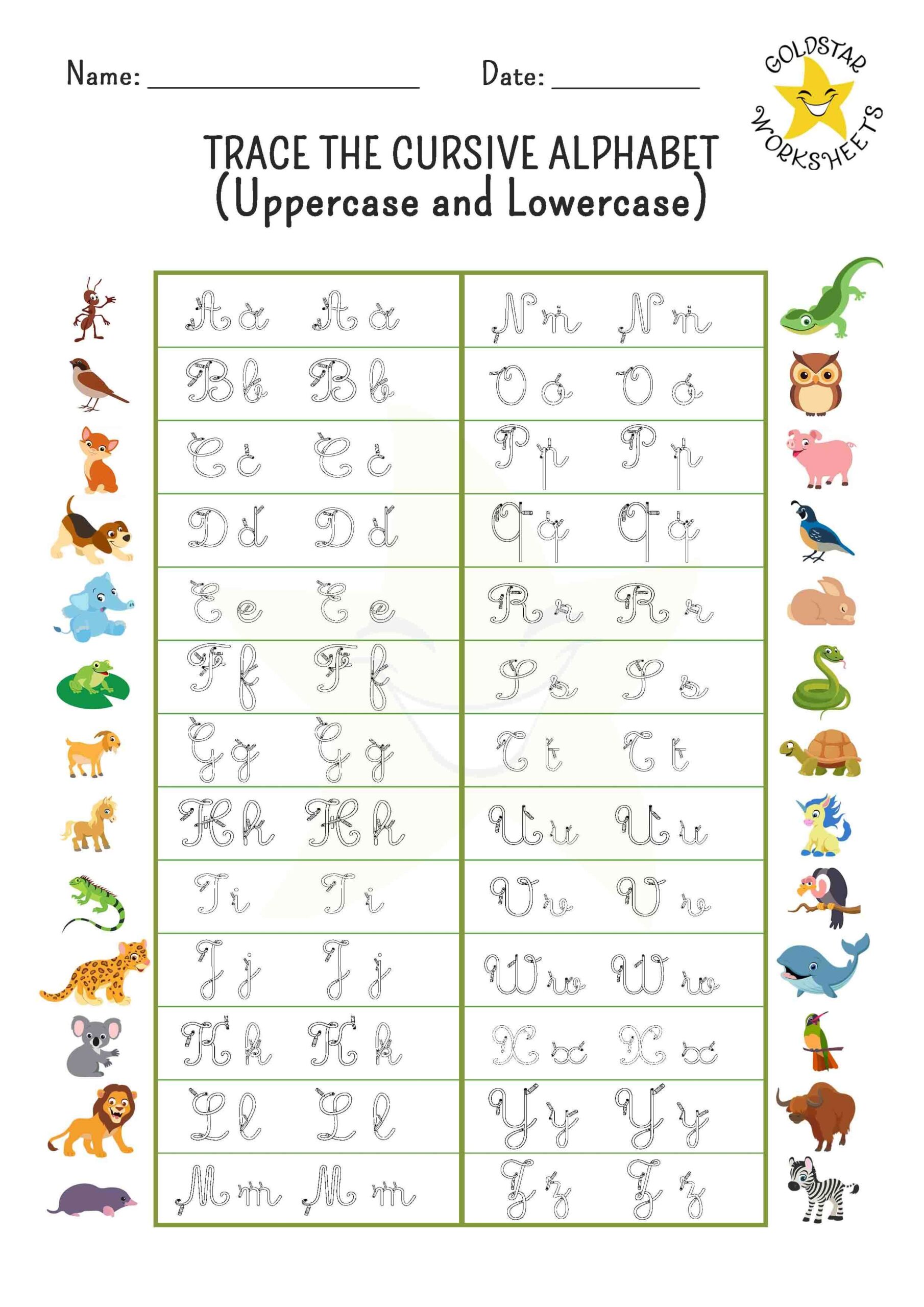 Cursive Tracing Worksheets For Kids Learn To Write A Z In Style 