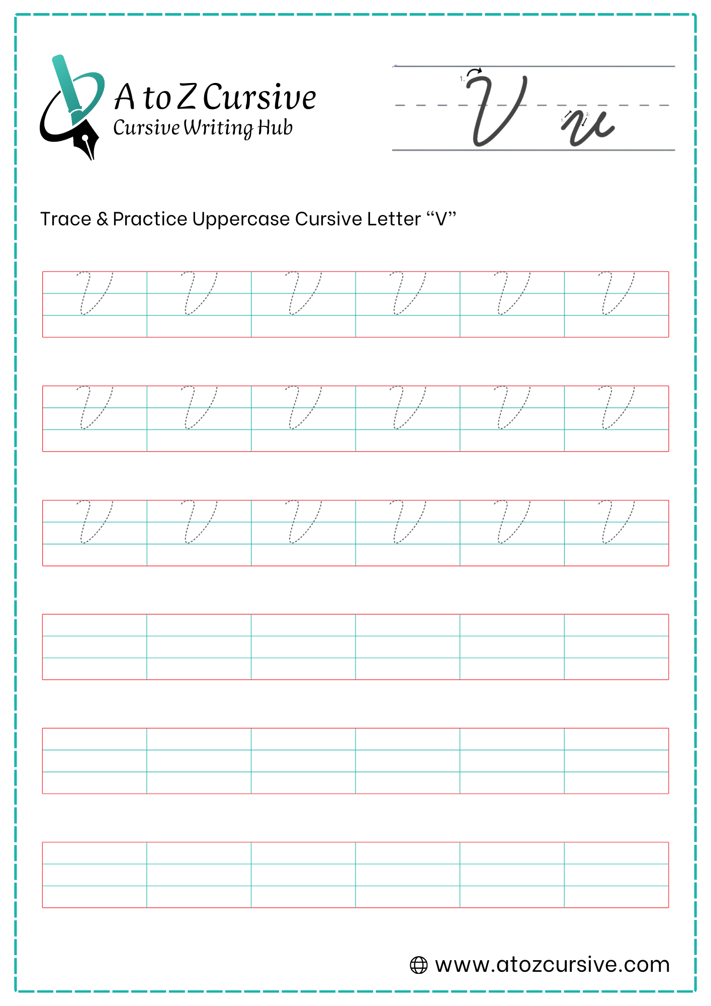 Cursive V Tutorial And Worksheets Cursive V Tutorial And Worksheets