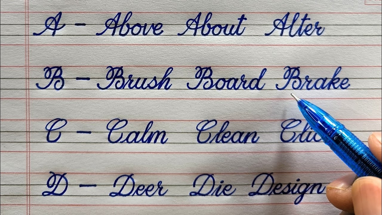 Cursive Writing Practice A To Z English Handwriting For Beginners Cursive Writing In Four Lines YouTube
