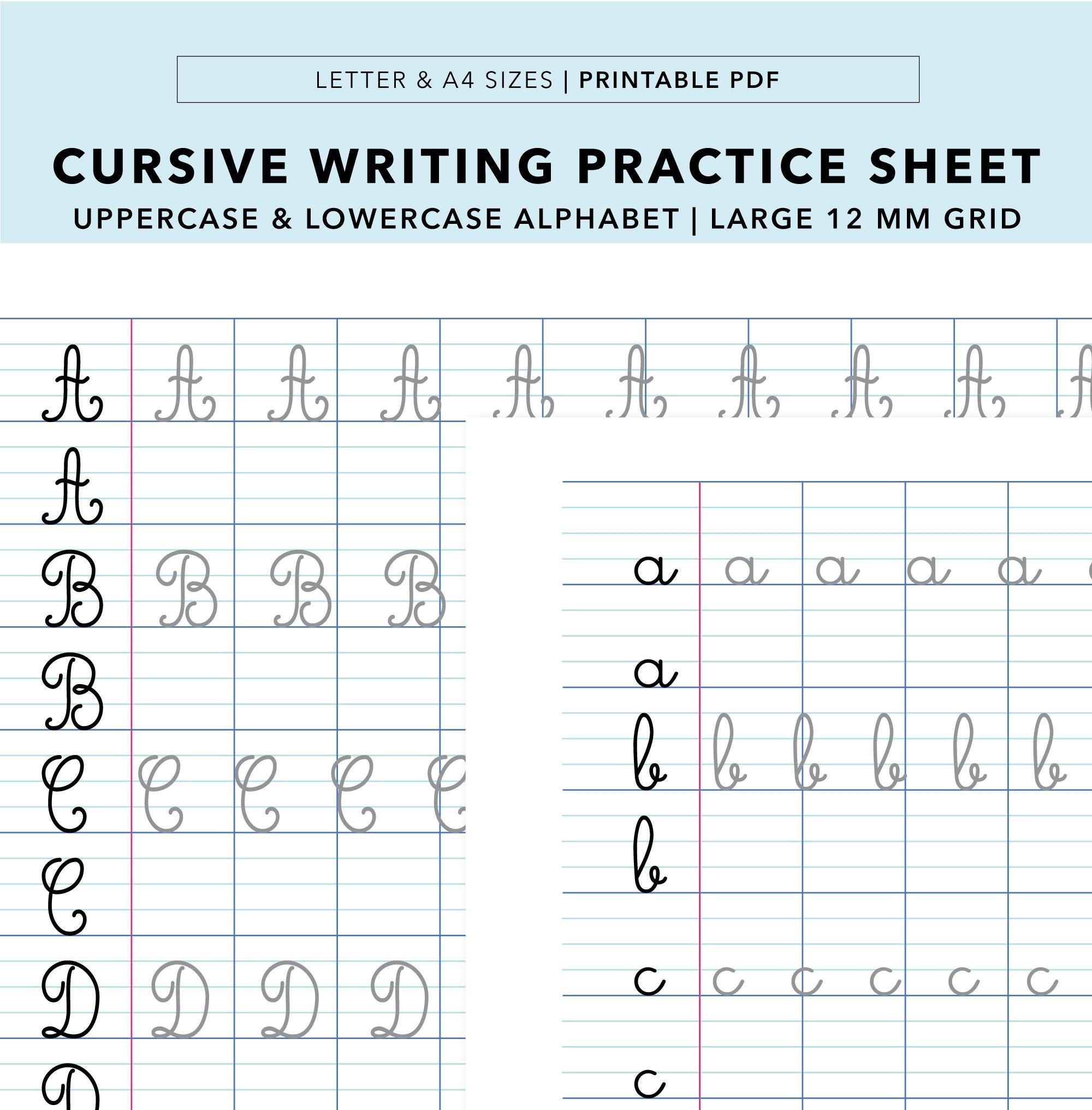 cursive alphabet practice sheets