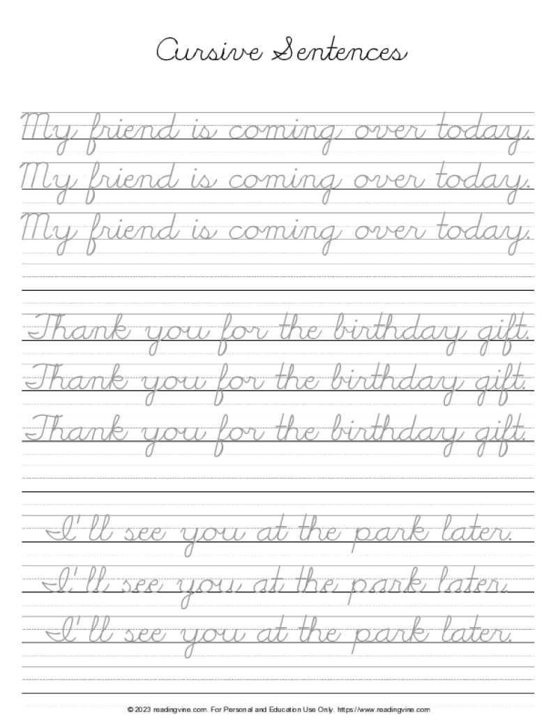 daily cursive handwriting practice pdf