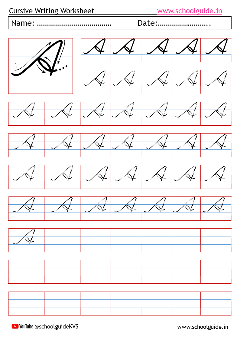 cursive practice sheet