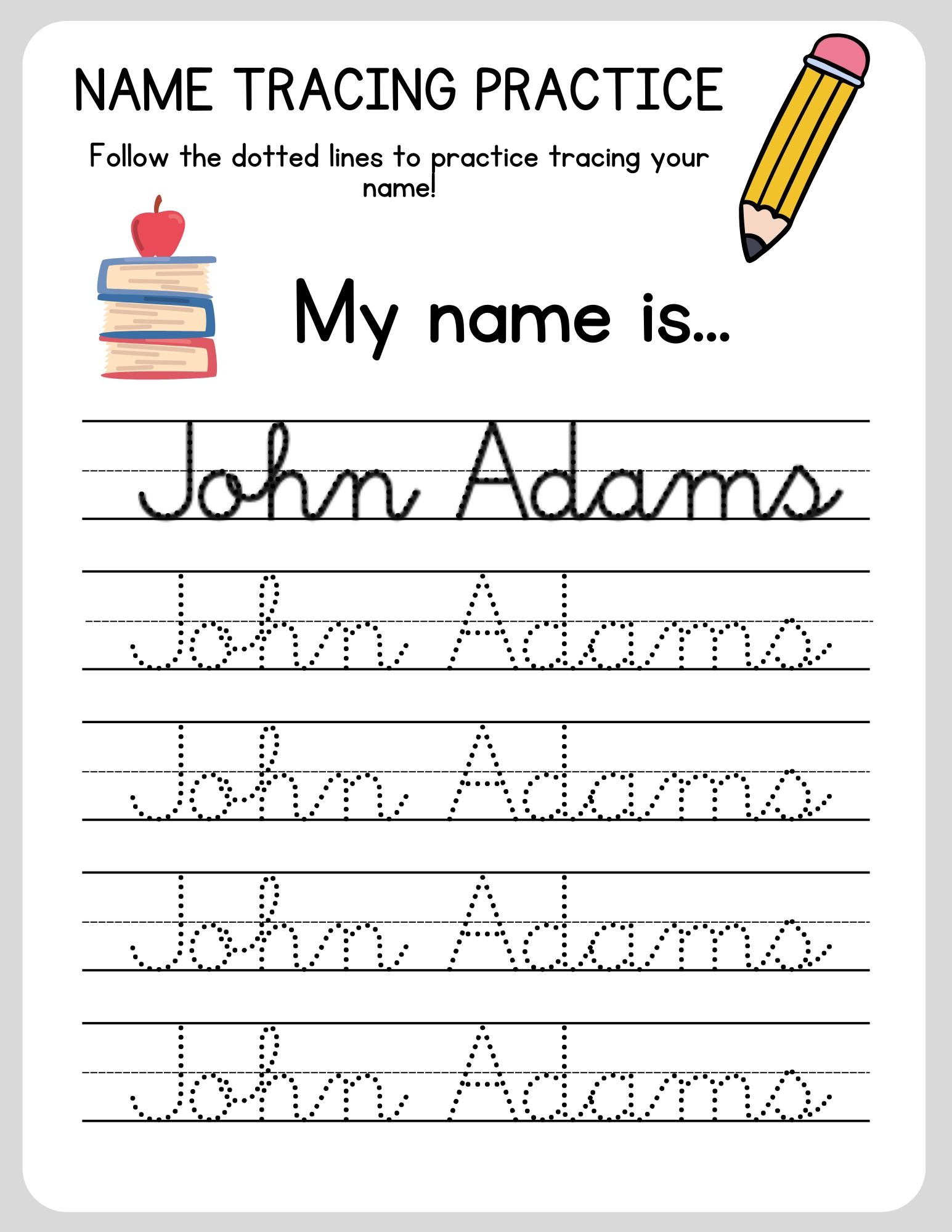 Custom Cursive Name Tracing Worksheet Personalized Practice printable PDF Etsy