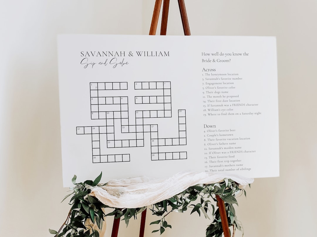 Custom Minimalist Wedding Crossword Sip And Solve Puzzle Sip And Solve For Wedding Boho Wedding Game Crosswords Akrotiri Etsy Finland
