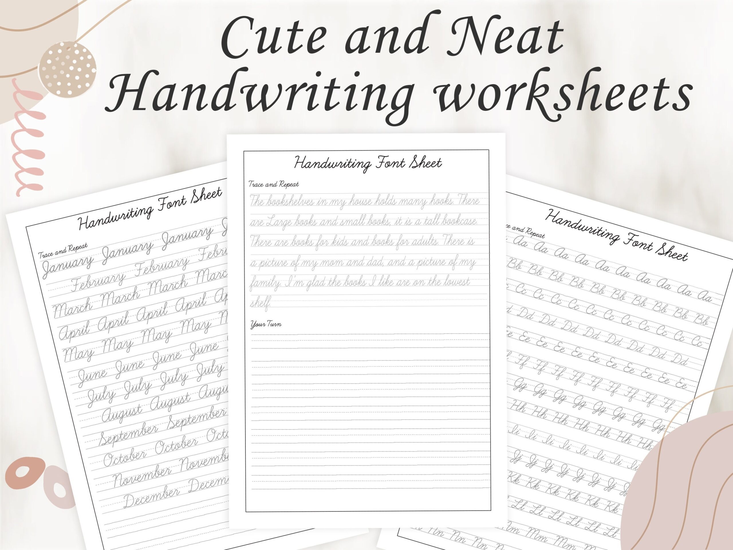 Cute Cursive Handwriting Practice Sheets Handwriting Worksheets Cursive Handwriting Worksheets For Kids Printable PDF Instant Download Etsy