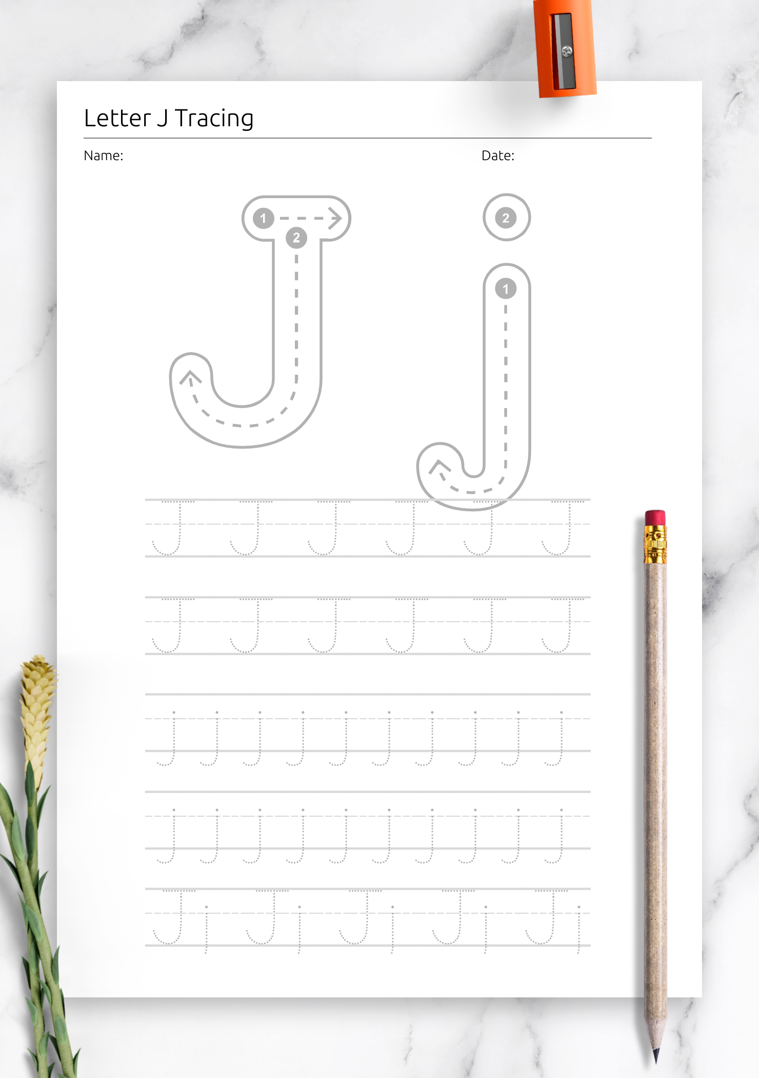 Download Letter J Trace For Kids Printable PDF Download Letter J Trace For Kids Printable PDF